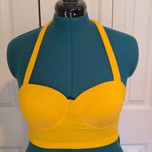 NWT bright yellow swimsuit top, women's XL